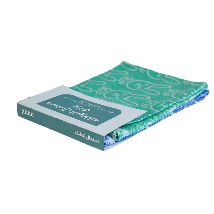 دستمال نظافت خانه و آشپزخانه ویسکوز مالمو مدل یزدی طرح خرگوشی کد ya34003157 بسته 2 عددی