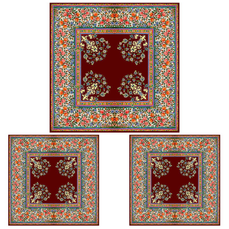 ست رومیزی سه تکه طرح گل ریز کد 9987.3