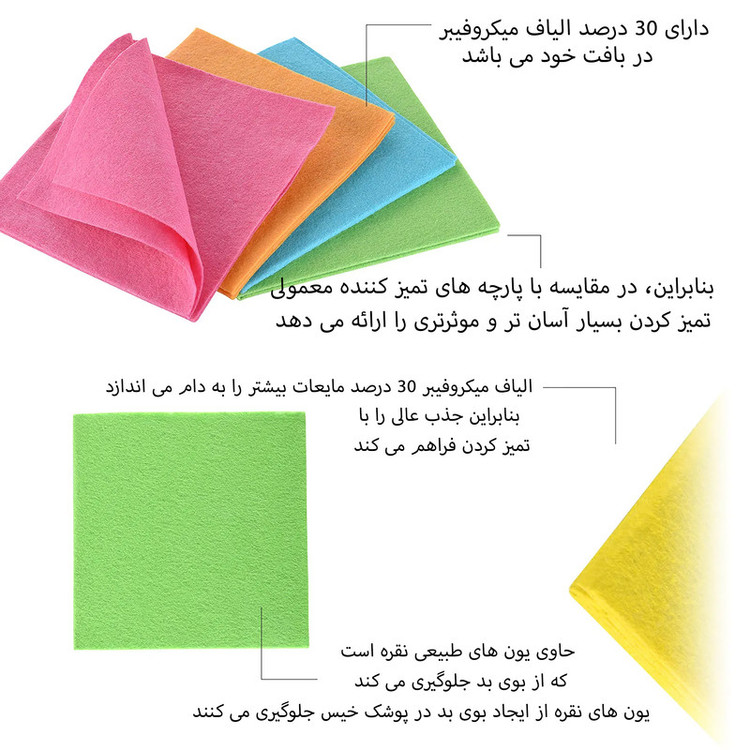 دستمال نظافت آشپزخانه پروف مدل Rainbow بسته 5 عددی
