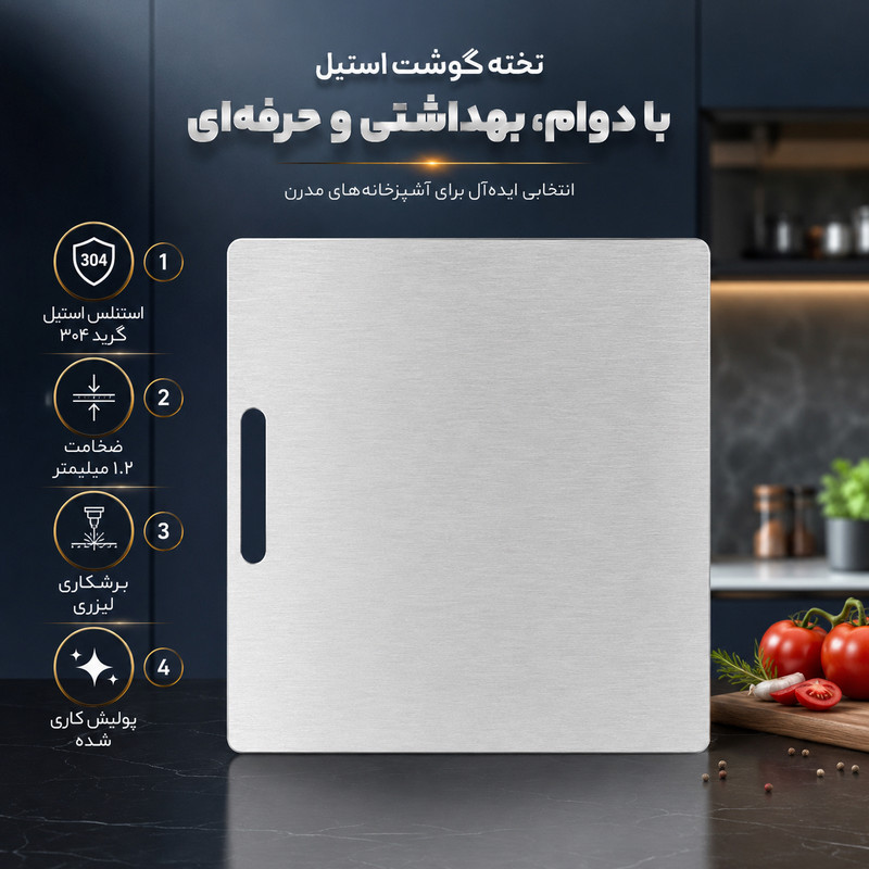 تخته گوشت مدل شارپ استیل