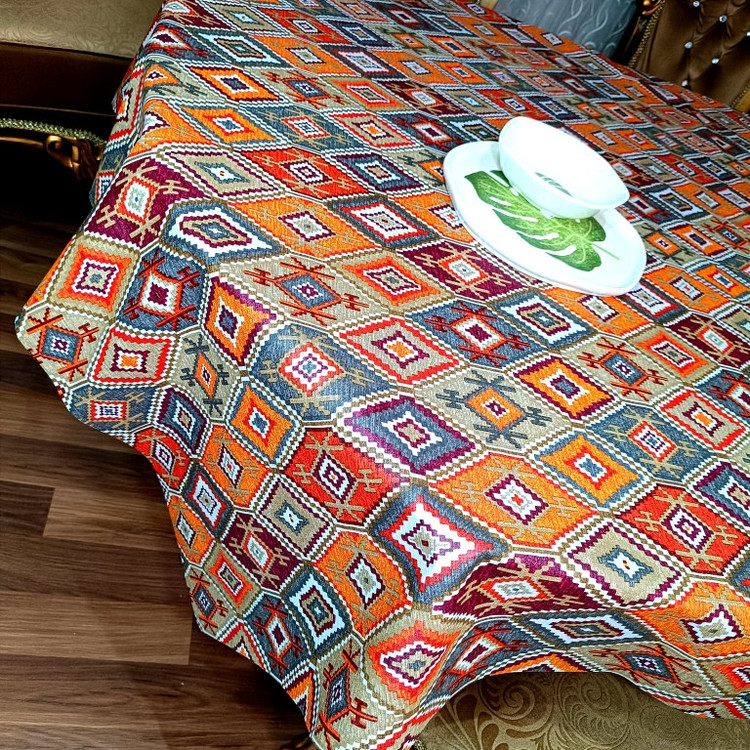 رومیزی طرح گلیم ترک مدل پارچه ای کد A140-T100cm