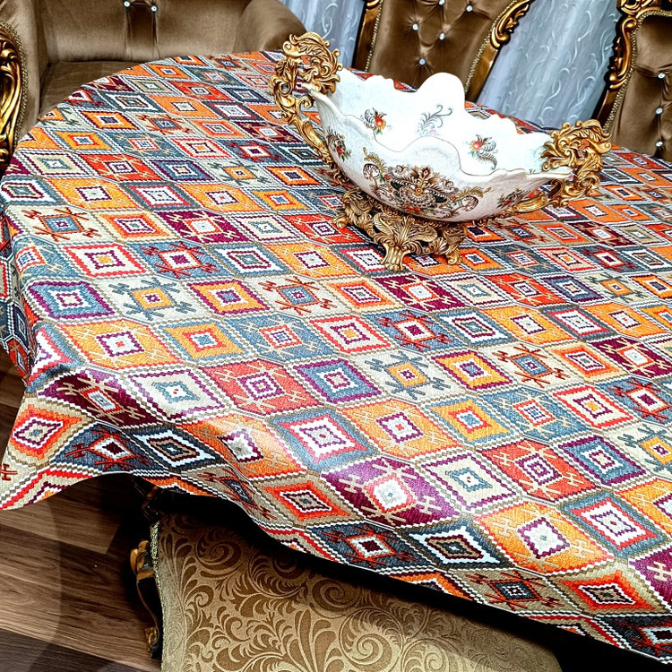 رومیزی طرح گلیم ترک مدل پارچه ای کد A140-T100cm