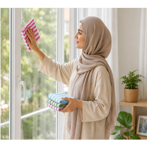 دستمال نظافت خانه و آشپزخانه نخ اسپی توره مدل یزدی کد Queen-55*75 بسته 2 عددی