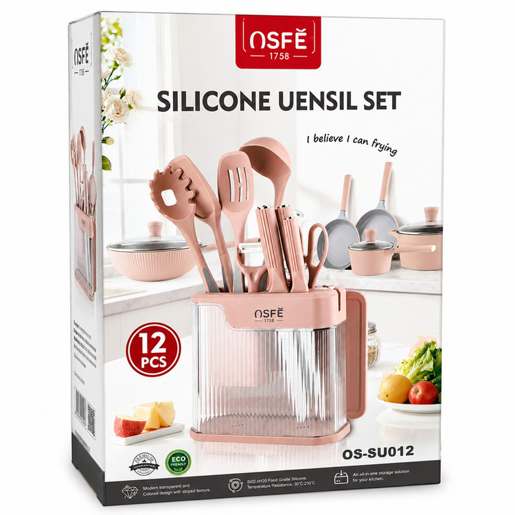 سرویس کفگیر و ملاقه سیلیکونی 12 پارچه اُسفِه مدل OS-SU012