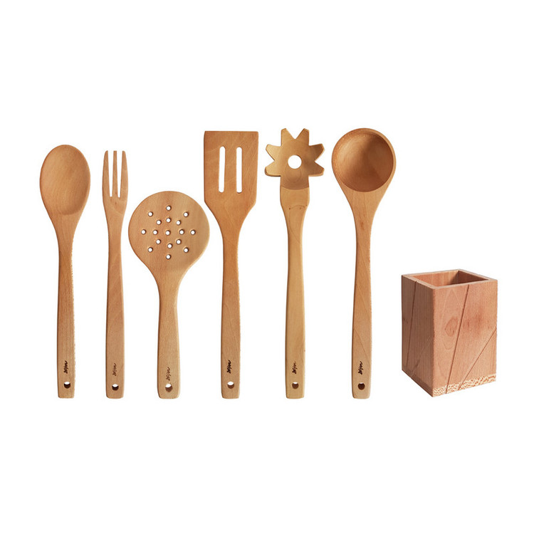 سرویس کفگیر و ملاقه 7 پارچه چوبلمه مدل 7PCS