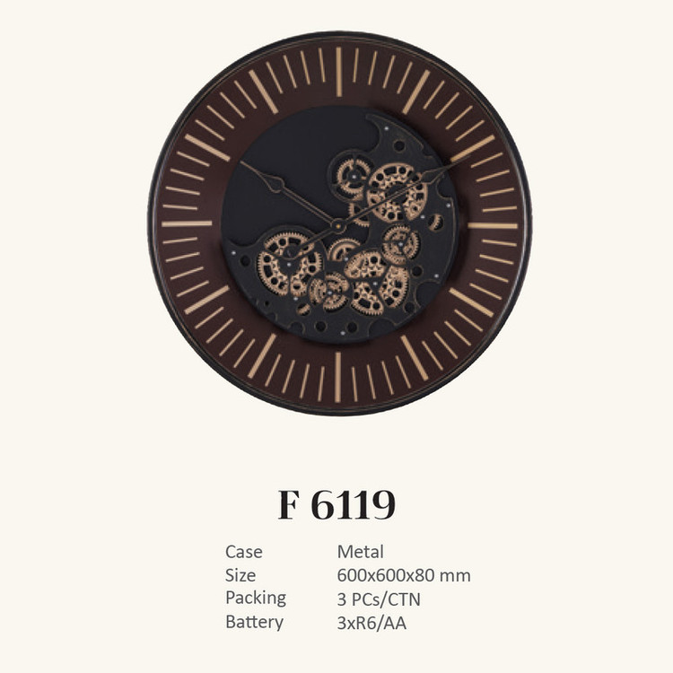 ساعت دیواری والتر مدل چرخ دنده ای f6119