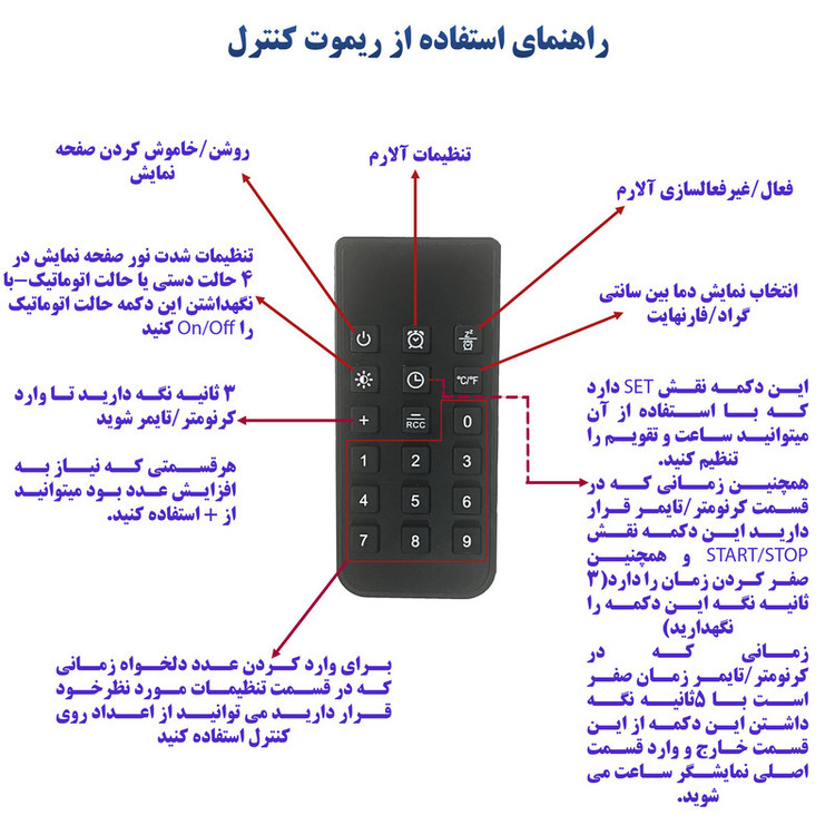 ساعت دیواری دیجیتال مدل ریموت کنترل دار کدGH8021