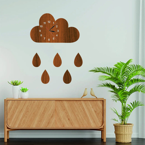 ساعت دیواری پلکسی عقربه‌ای با نشانگر فانتزی مدل چوبی کد C86