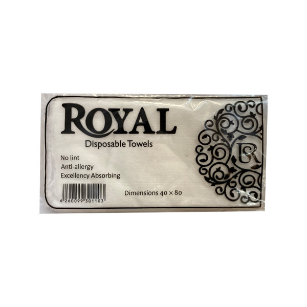 حوله یکبار مصرف رویال مدل 80 سایز 40x80 سانتی متر بسته 30 عددی