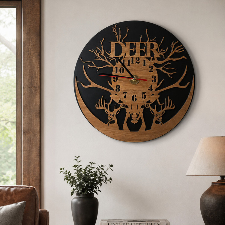 ساعت دیواری عقربهای با نشانگر عددی مدل DEER چوبی کد 2