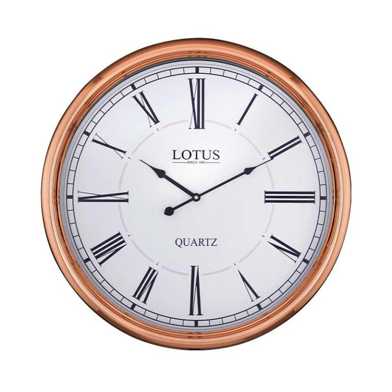 ساعت دیواری عقربه‌ای با نشانگر رومی لوتوس مدل M-1901-WELLINGTON-ROSEGOLD