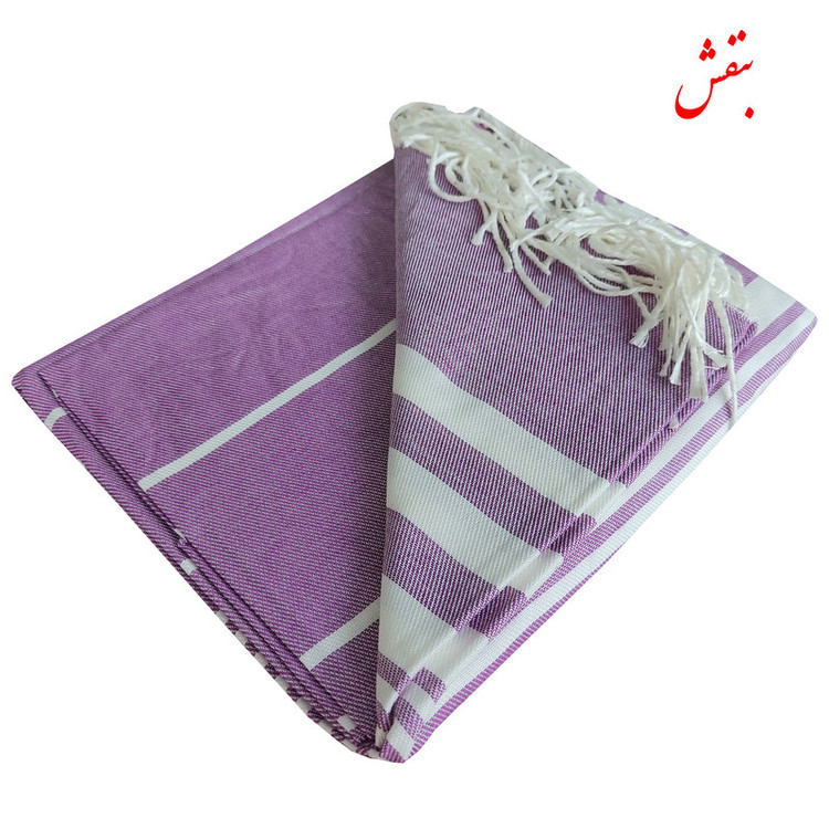 حوله حمام نساجی هنر یزد مدل خط دار ریشه دار سایز 100×180 سانتی متر