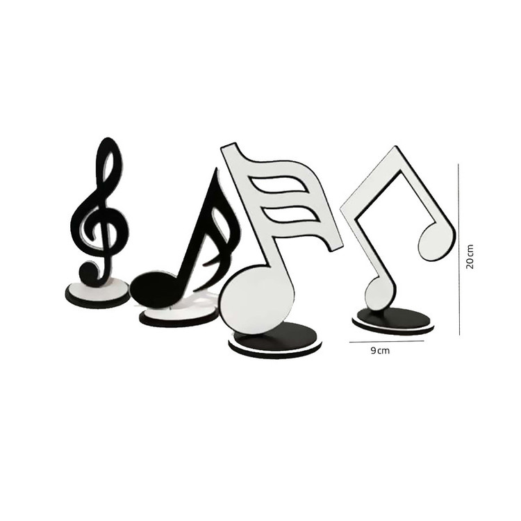 ماکت دکوری مدل فروردین طرح نت موسیقی مجموعه 4 عددی
