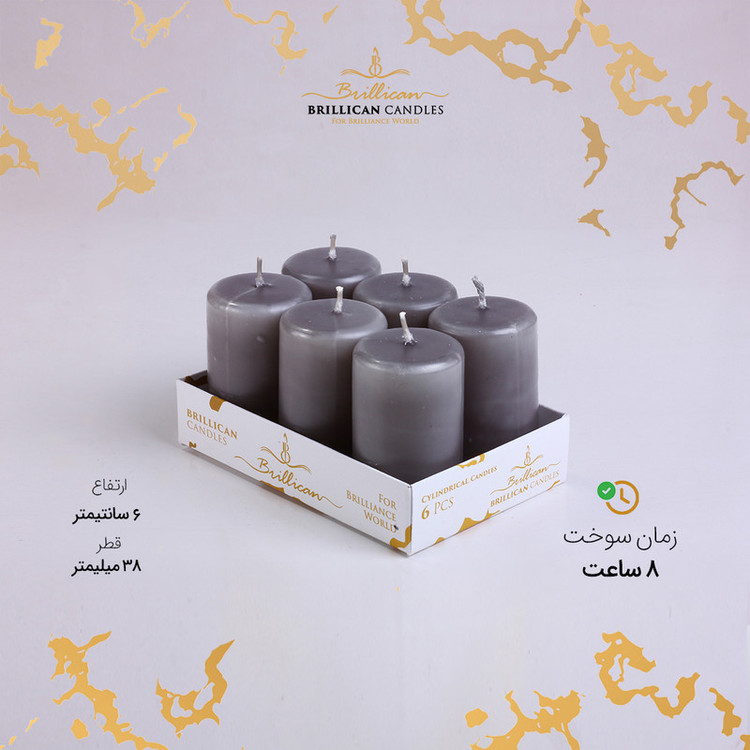شمع مدل استوانه بسته 6 عددی