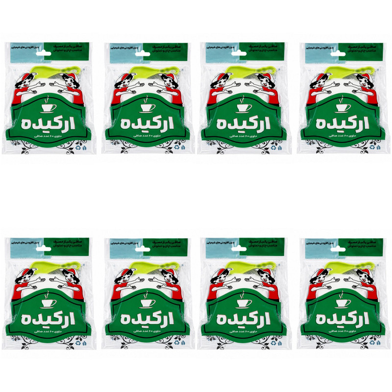 فیلتر چای ارکیده مدل کیسه ای 8 بسته 60 عددی به همراه قاشق
