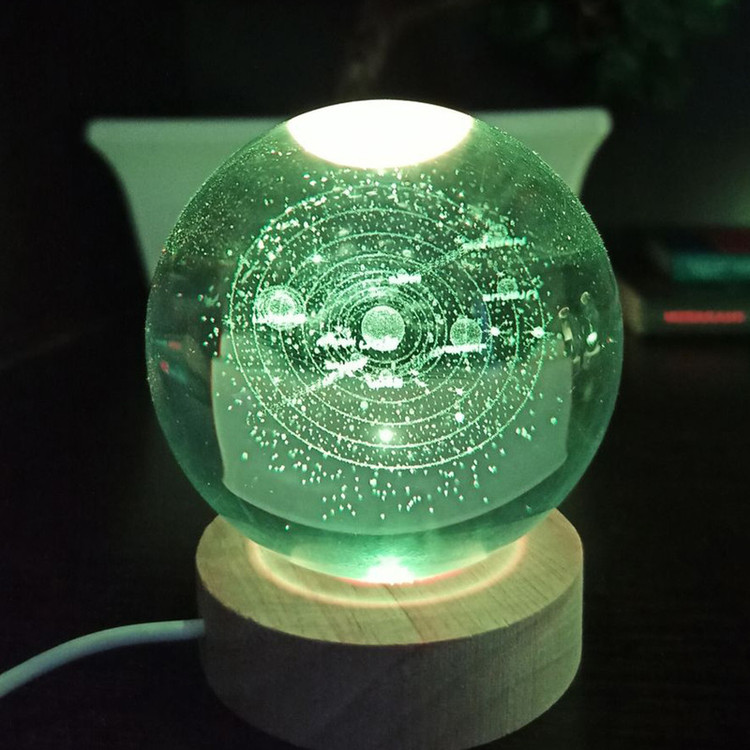 چراغ خواب مدل گوی شیشه ای 3D طرح منظومه شمسی