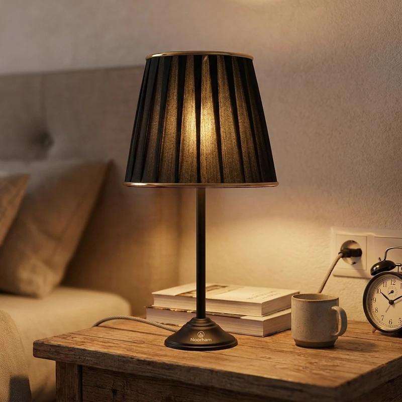 آباژور رومیزی نورهام مدل NHM-BLACKSILVERY-15