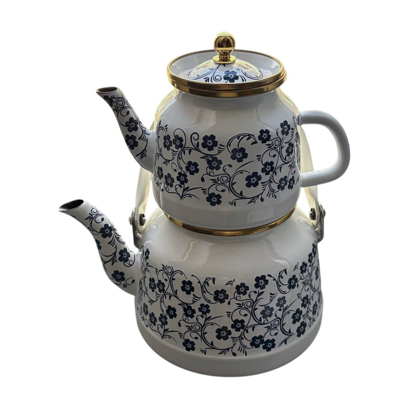 ست کتری و قوری مدل لعابی گل دار گنجایش کتری 2.5 لیتر گنجایش قوری 1لیتر