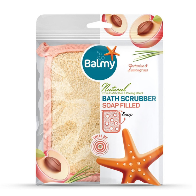 لیف حمام بالمی مدل لوفا صابون دار Nectarine & lemongrass