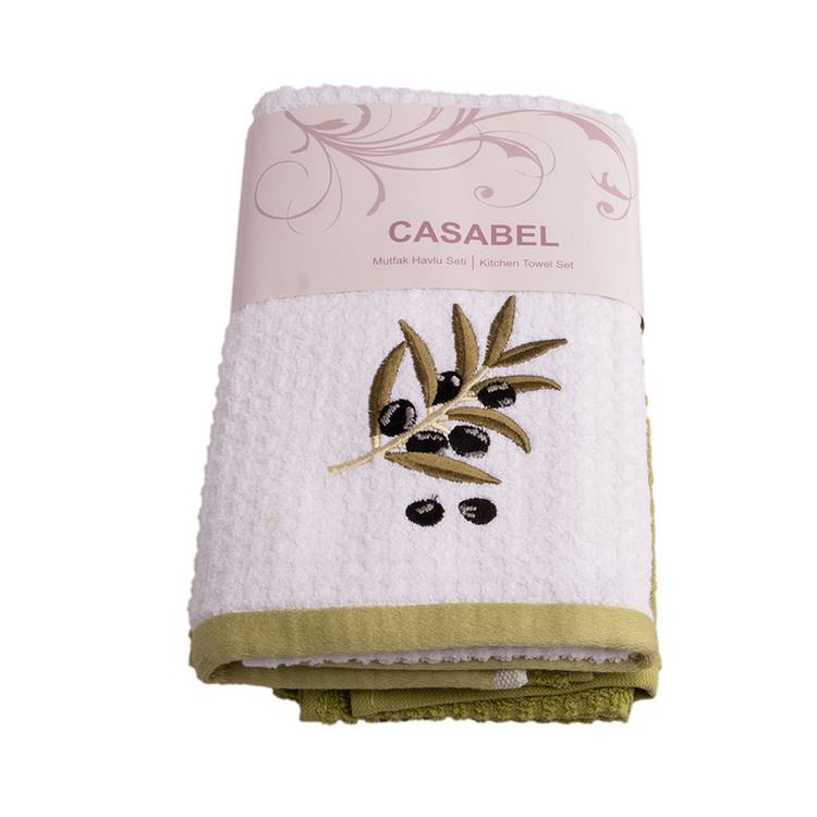 حوله آشپزخانه مدل زیتون سایز 70x40 سانتی متر بسته 2 عددی
