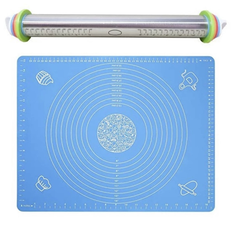 ابزار تزیین کیک مدل صفحه کار و وردنه کد M4050 مجموعه 2 عددی