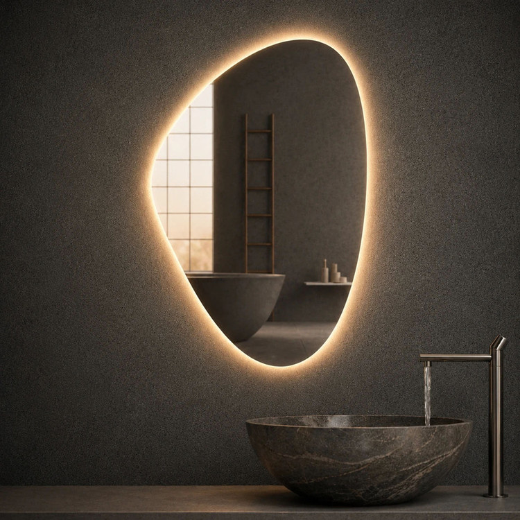 آینه سرویس بهداشتی طرح اشک مدل بکلایت سایز 50*70 سانتیمتر