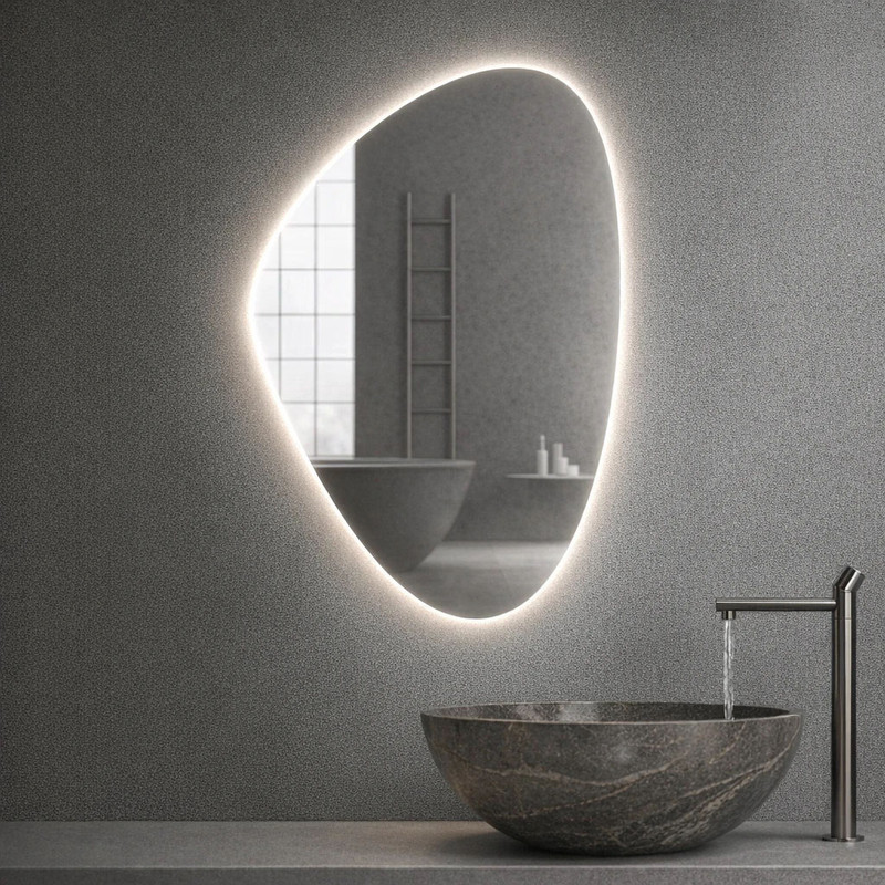 آینه سرویس‌ بهداشتی طرح اشک مدل بکلایت سایز 50*70 سانتیمتر