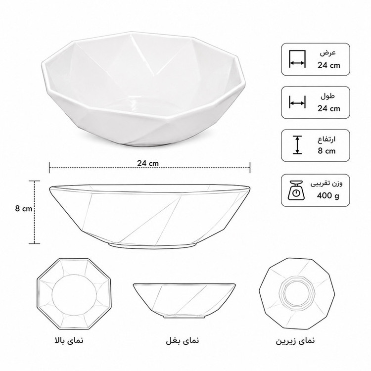کاسه مدل یاقوت 8 ضلعی