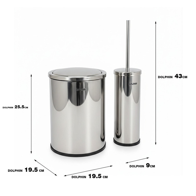 ست سطل زباله و فرچه دلفین مدل DRT-01