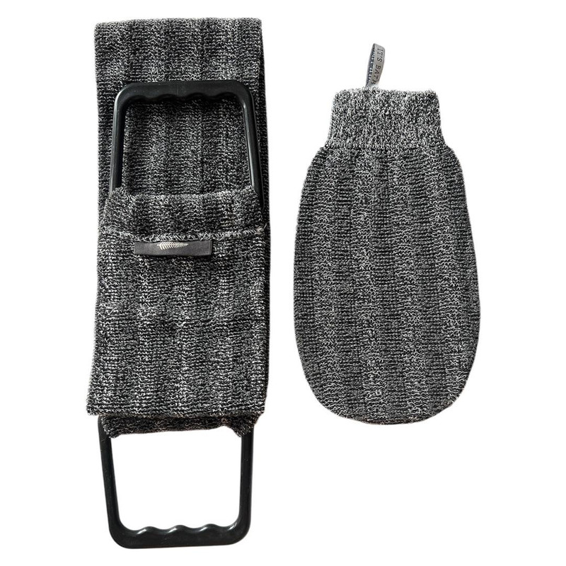 لیف ماساژ کارامل مدل CARBONIZED BAMBOO GLOVE بسته 2عددی