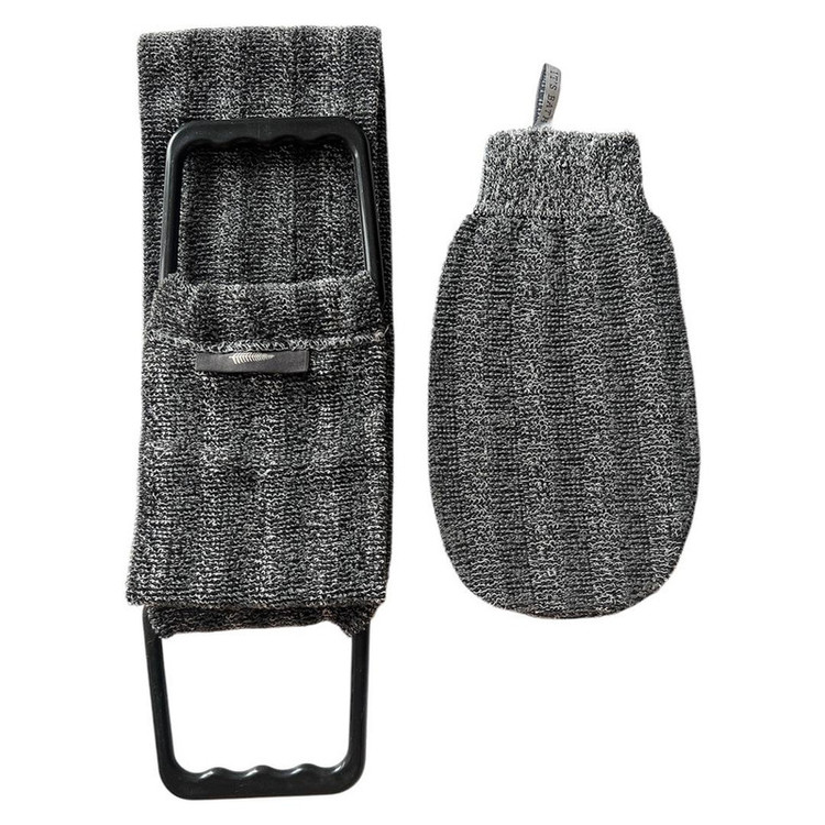 لیف ماساژ کارامل مدل CARBONIZED BAMBOO GLOVE بسته 2عددی