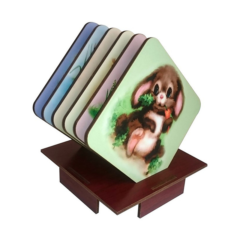 زیرلیوانی ژیوار طرح cute Animal Painting مجموعه 6 عددی