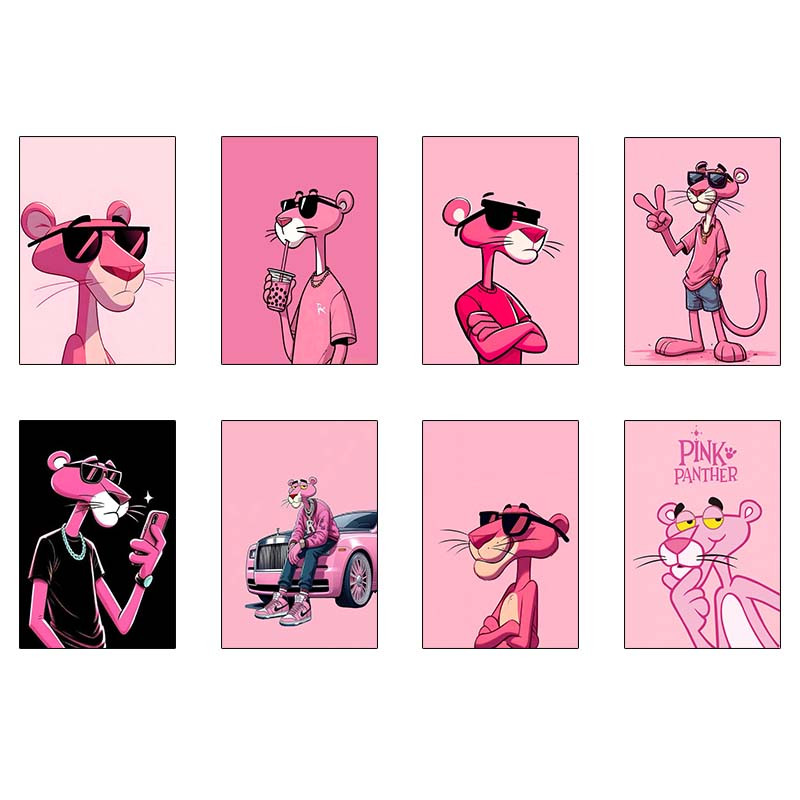 پوستر کارنیکا طرح پلنگ صورتی pink panther کد 31213 مجموعه 8 عددی