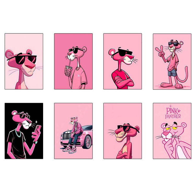 پوستر کارنیکا طرح پلنگ صورتی pink panther کد 31213 مجموعه 8 عددی