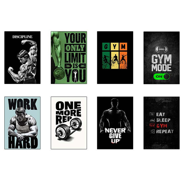 پوستر کارنیکا طرح باشگاه Gym کد 90293 مجموعه 8 عددی