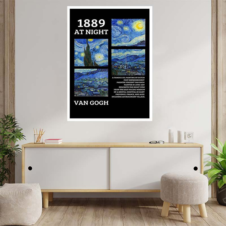 پوستر کارنیکا طرح شب پرستاره فانتزی ونگوگ Fantasy Starry Night Van Gogh کد 51303 مجموعه 8 عددی