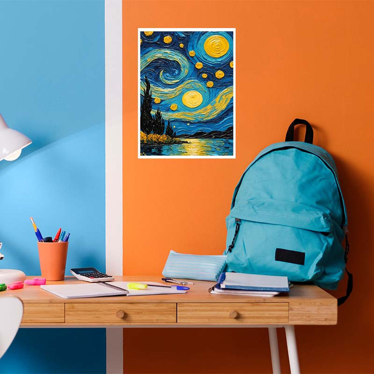 پوستر کارنیکا طرح شب پرستاره فانتزی ونگوگ Fantasy Starry Night Van Gogh کد 51303 مجموعه 8 عددی