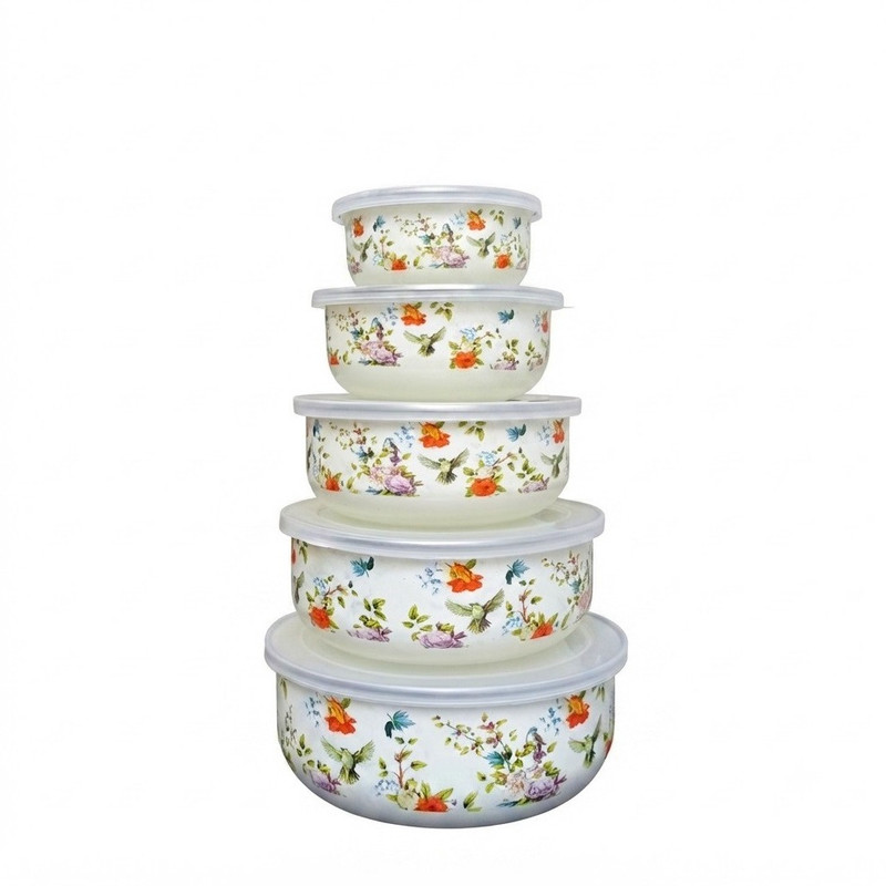 ظرف نگهدارنده با بدنه لعابی مدلParadise دیواره کوتاه مناسب برای قرار دادن در یخچال با تعداد 5 عدد
