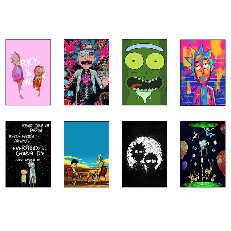 پوستر کارنیکا طرح ریک و مورتی Rick and Morty کد 76373 مجموعه 8 عددی