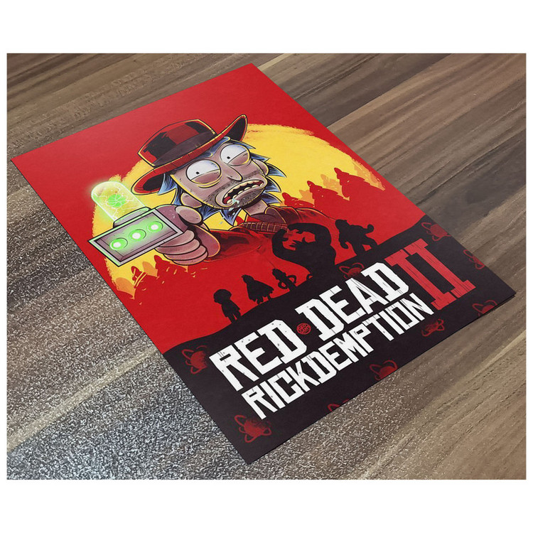 پوستر گوفی مدل ریک در نقش آرتور مورگان بازی رد دد ردمشن انیمیشن ریک و مورتی طرح Rickdemption کد RED21