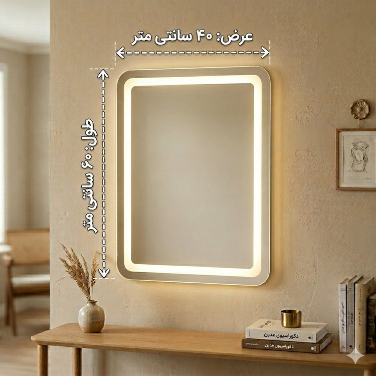 آینه سرویس بهداشتی مدل مستطیل تاچ کد M5 سایز 40*60 سانتی متر