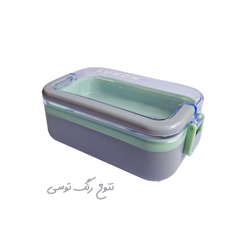 ظرف غذا مدل یک طبقه طرح لانچ باکس همراه با قاشق و چنگال و چاقو