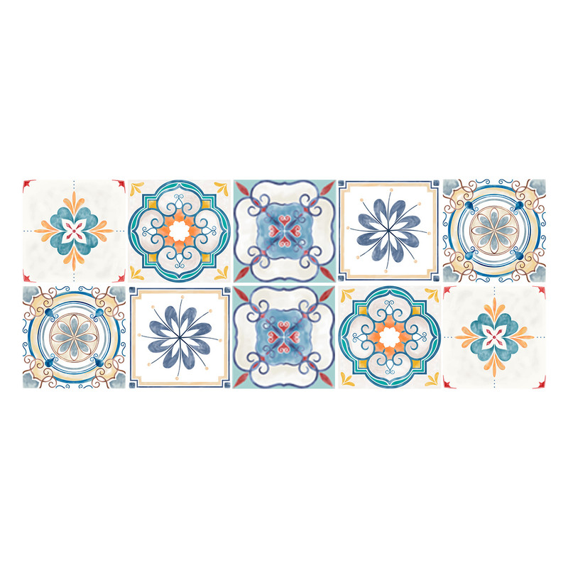 استیکر کاشی طرح سنتی کد 01 مجموعه 10 عددی