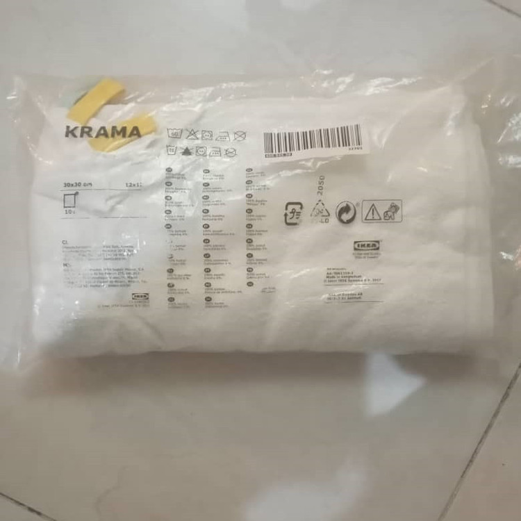 حوله دستی ایکیا مدل KRAMA سایز 30x30 بسته 10عددی