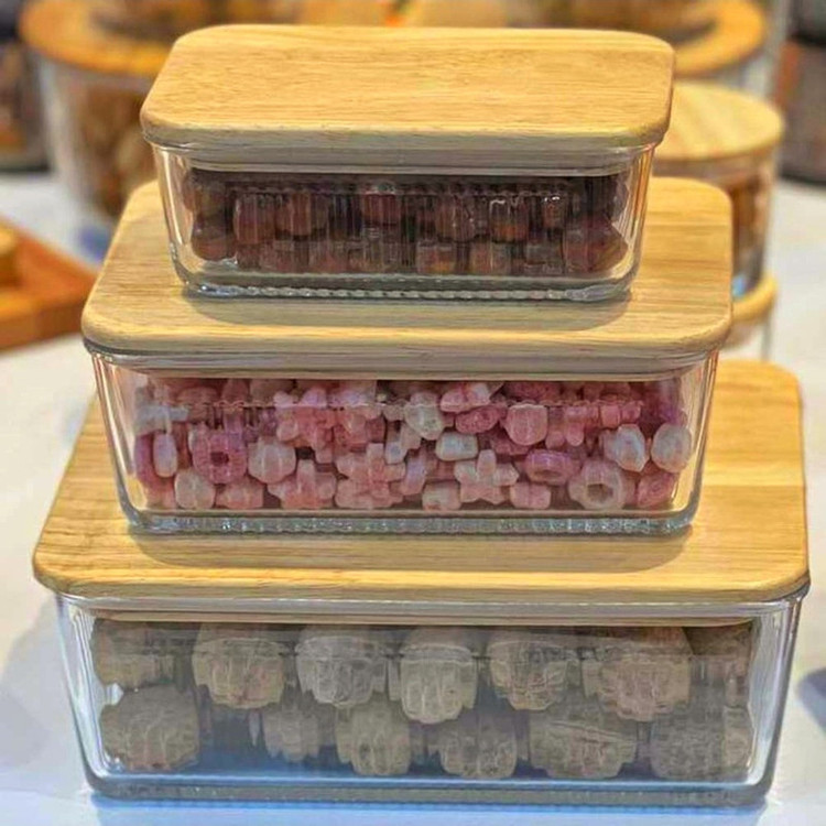 ظرف نگهدارنده لیمون مدل درب چوبی کد HS2211 مجموعه 3 عددی