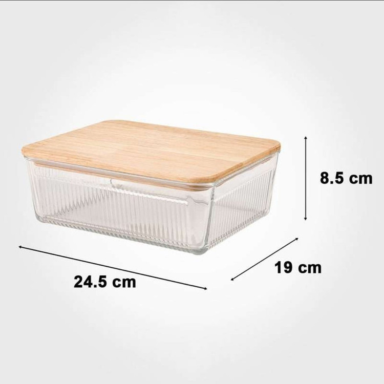 ظرف نگهدارنده لیمون مدل درب چوبی کد HS2211 مجموعه 3 عددی