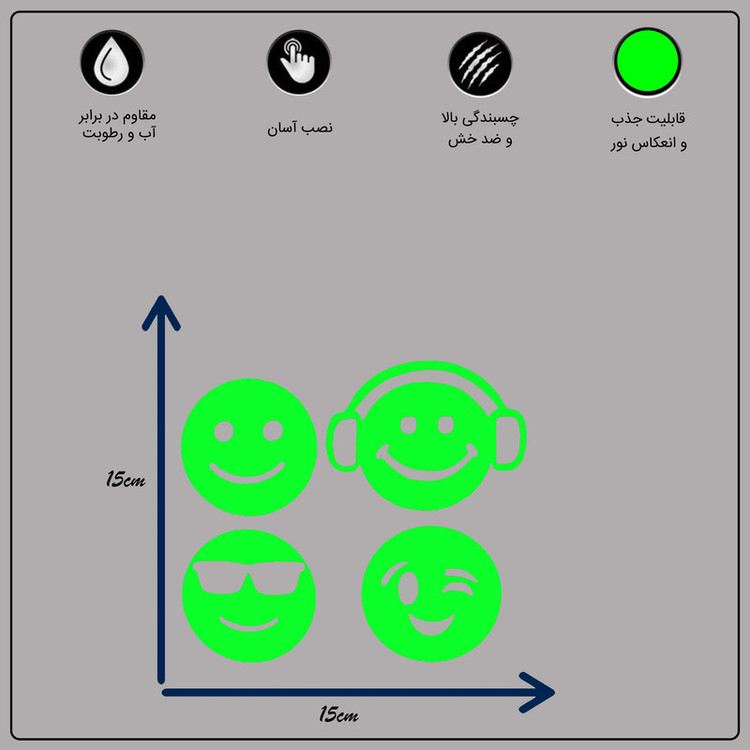 استیکر کلید و پریز مدل شبنما طرح ایموجی بسته چهار عددی