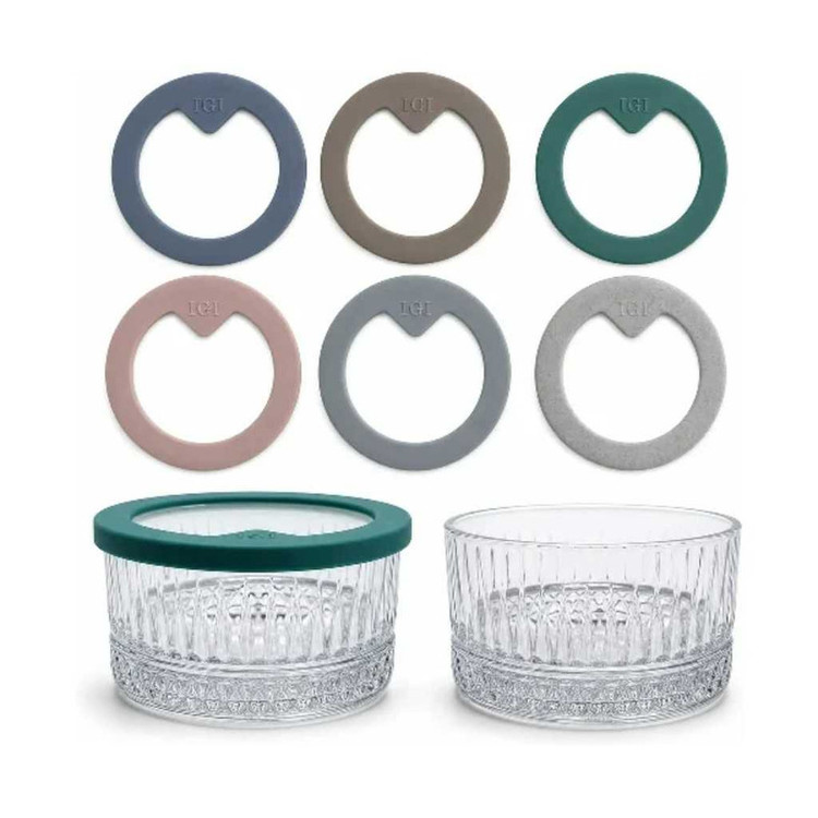 ظرف نگهدارنده با بدنه شیشه شیشه و بلور اصفهان مدل HIDA برای قرار دادن در فریزر و یخچال مجموعه 6 عددی