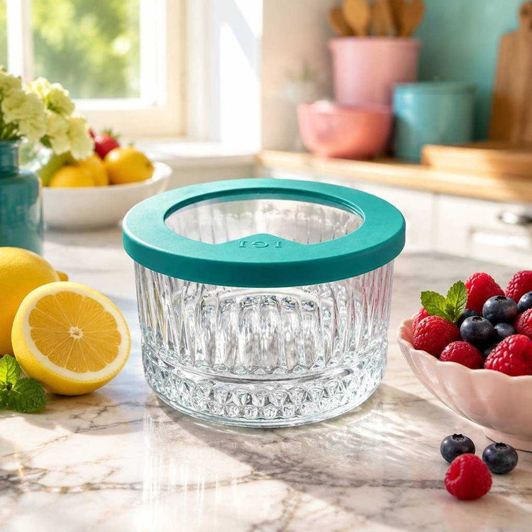 ظرف نگهدارنده با بدنه شیشه شیشه و بلور اصفهان مدل HIDA برای قرار دادن در فریزر و یخچال مجموعه 6 عددی