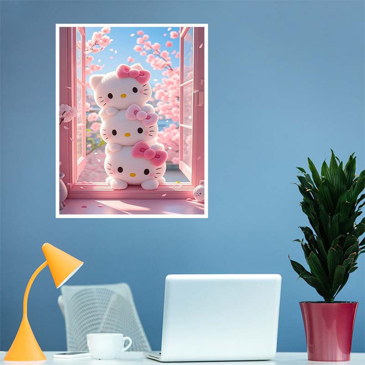 پوستر کارنیکا طرح هلو کیتی hello kitty کد 97726 مجموعه 8 عددی